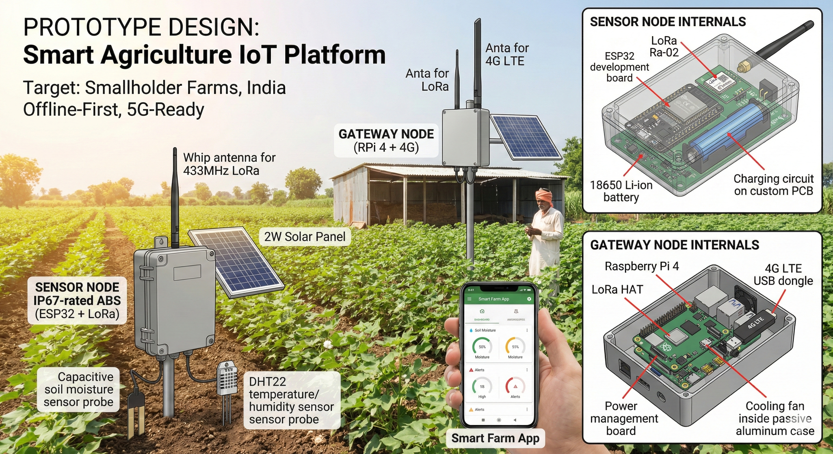 Prototype design of the VarshaKrishi sensor node